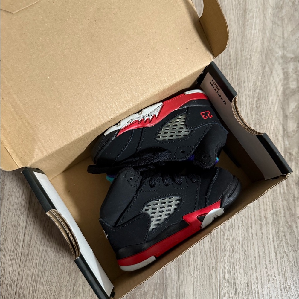 Jordan 5 Retro TD Black and Red Shoes